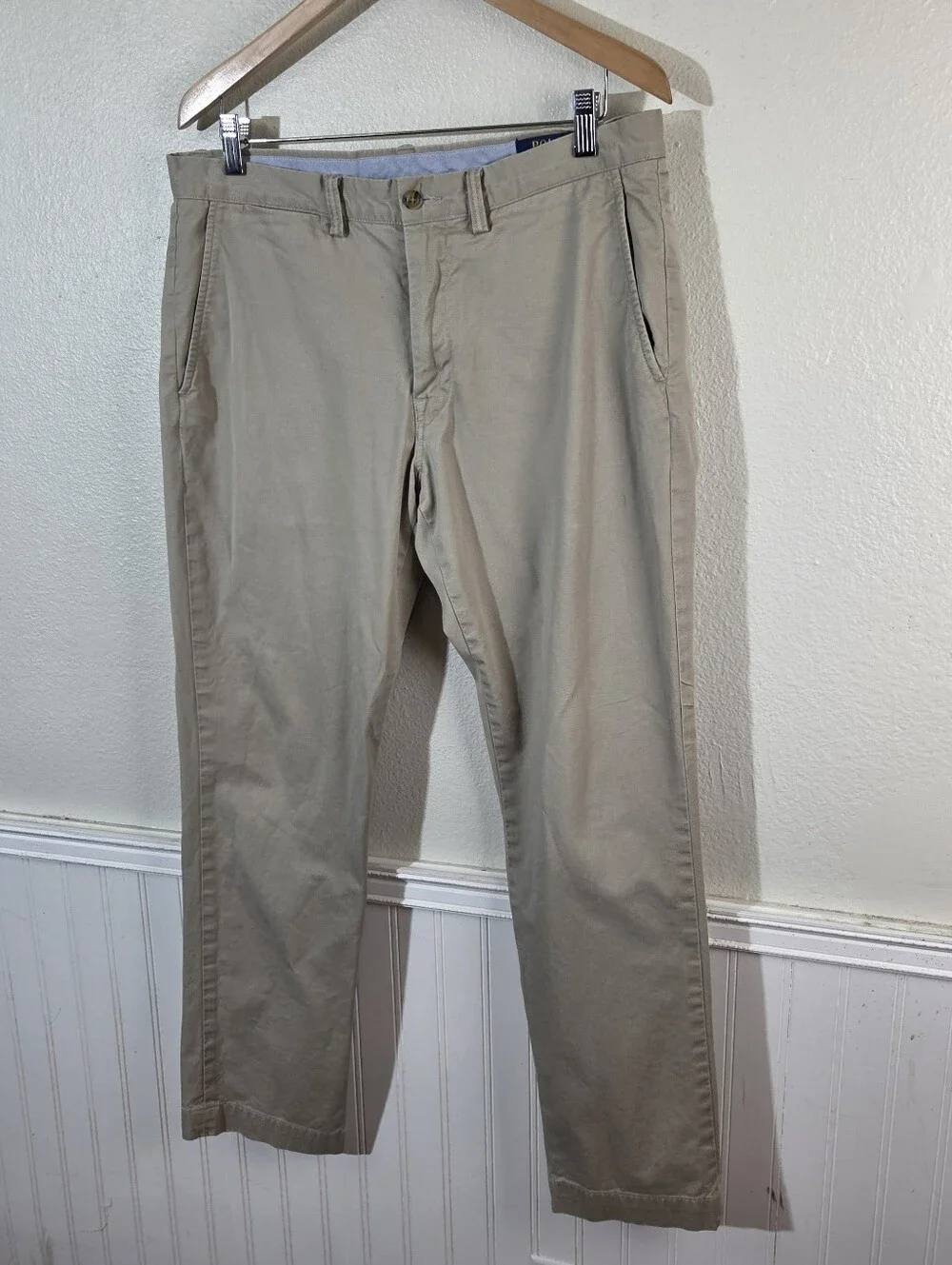 Polo Ralph Lauren Polo Chino Preppy Men's 34x32 Khaki Stretch Straight Fit Pants